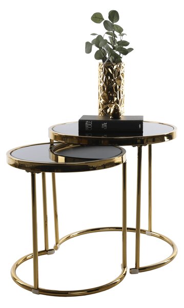 Set 2 konferenčních stolků MORINO, gold chrom zlatá/černá