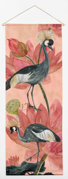 Tapiserie 40x155 cm Flores y Gruas – Madre Selva