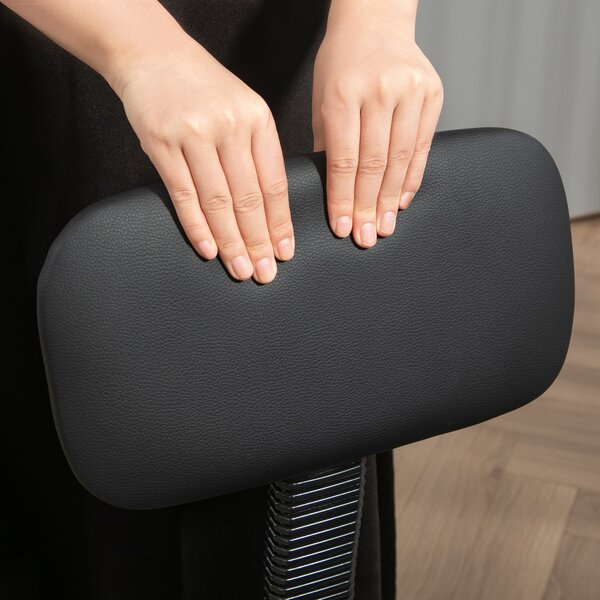 HOMCOM Ergonomická kancelářská židle s nastavitelným nožním kroužkem, bez područek, výškově nastavitelná otočná židle v černé PU kůži | Aosom