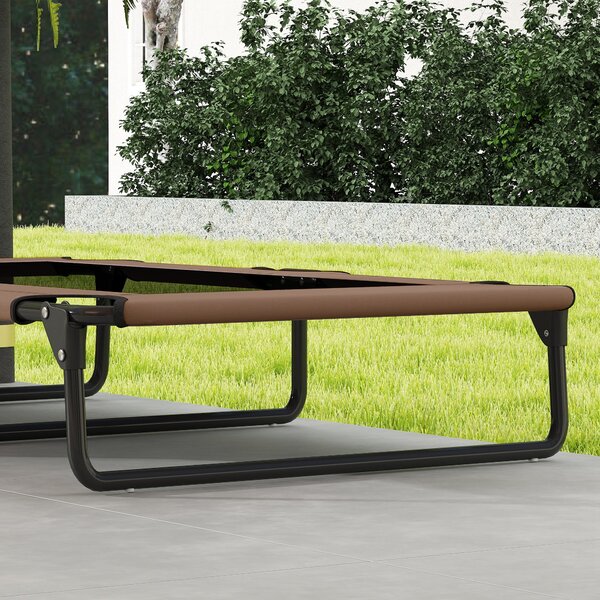 PawHut Zvedená Skládací Psí Postel, Venkovní Psí Lehátko s Mřížkovým Designem, Prodyšné, pro Velké Psy Káva Oxford 107 x 61 x 20 cm | Aosom