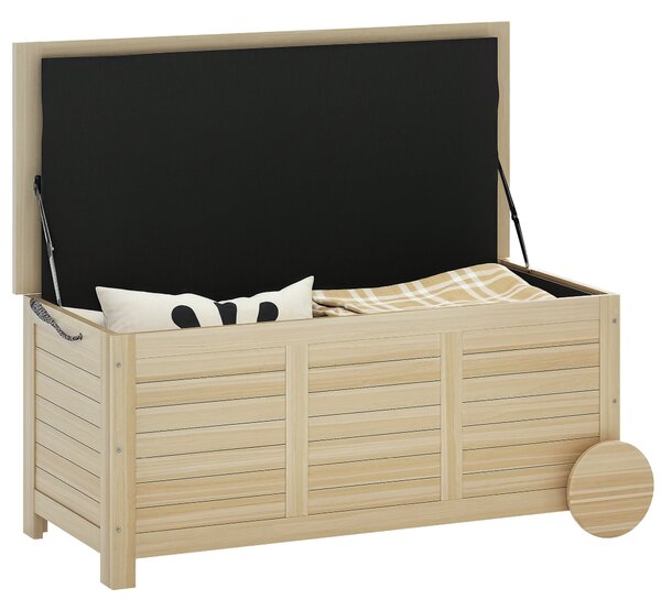 Outsunny Úložný box na polštáře 185 L Voděodolný zahradní box na kolečkách Dřevěný weatherproof UV odolný úložný box na polštáře pro zahradu a balkon