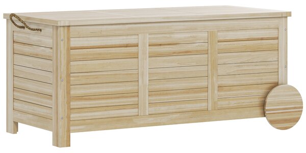 Outsunny Úložný box na polštáře 185 L Voděodolný zahradní box na kolečkách Dřevěný weatherproof UV odolný úložný box na polštáře pro zahradu a balkon