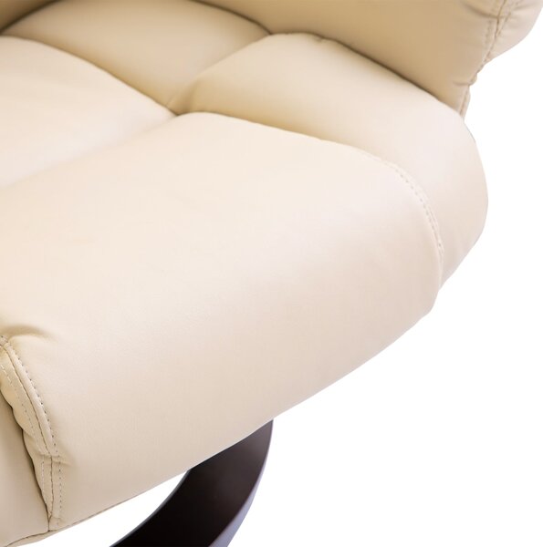 HOMCOM Relaxační křeslo s podnožkou, otáčivé TV křeslo, křeslo s funkcí polohování, relaxační křeslo, lenoška do obývacího pokoje a ložnice, umělá kůž
