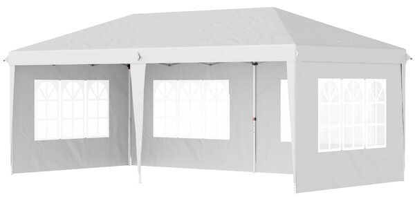 Outsunny Pavilon přibližně 3x6m Vodotěsný Skládací Pavilon s UV Ochrannou, Okno, Party Stan se 4 Bočními Stěnami, Oxford Zahradní Pavilon včetně Tašky