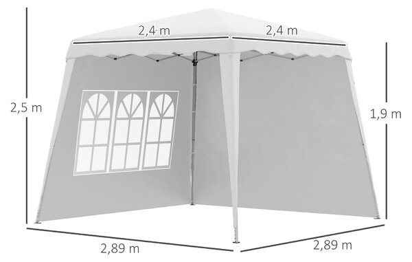 Skládací altán Outsunny 2,4 x 2,4 m s bočními stěnami a nastavitelnou výškou - Party stan s UV ochranou, skládací stan s nosným pytlem pro zahradu a b