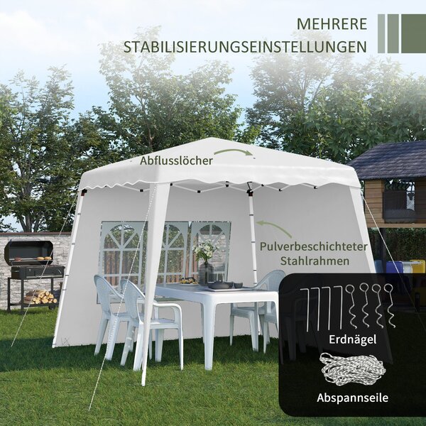 Skládací altán Outsunny 2,4 x 2,4 m s bočními stěnami a nastavitelnou výškou - Party stan s UV ochranou, skládací stan s nosným pytlem pro zahradu a b