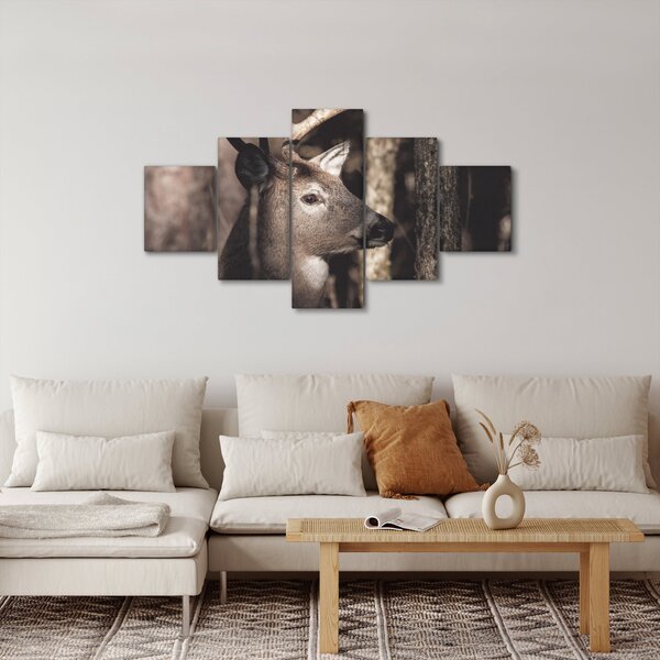 Obraz - Jelen v lese (125x70 cm)