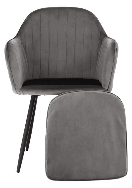 KONDELA Designové křeslo, šedá Velvet látka, ZIRKON