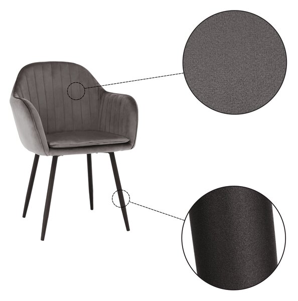 KONDELA Designové křeslo, šedá Velvet látka, ZIRKON