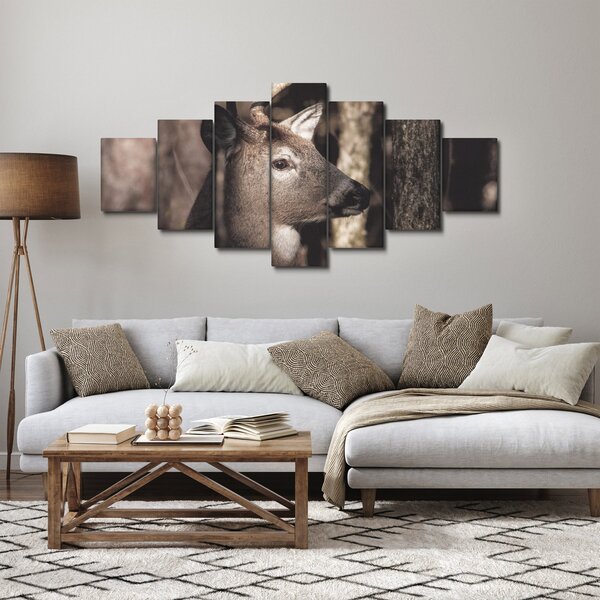 Obraz - Jelen v lese (210x100 cm)