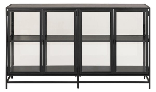 Černá vitrína v dekoru jasanu 152x86 cm Seaford – Actona