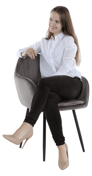 KONDELA Designové křeslo, šedá Velvet látka, ZIRKON
