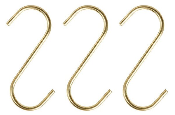 Závěsné háčky v sadě 3 ks nerezové v mosazné barvě Pieni – OYOY Living Design