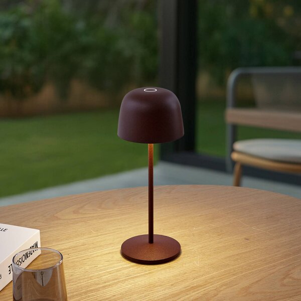 Nabíjecí stolní lampa Lindby LED Arietty, hnědá, stmívatelná, IP54