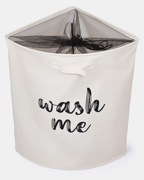 Sinsay - Koš na prádlo s nápisem WASH TIME - bílá