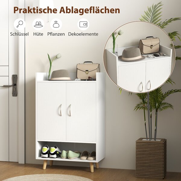 HOMCOM Botník s Úzkým Designem a 4 Přihrádkami pro 12 Párů Bot, Vstupní Prostor 60 x 30 x 92 cm, Bílý | Aosom