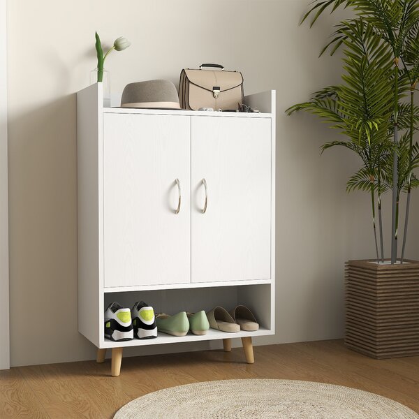 HOMCOM Botník s Úzkým Designem a 4 Přihrádkami pro 12 Párů Bot, Vstupní Prostor 60 x 30 x 92 cm, Bílý | Aosom