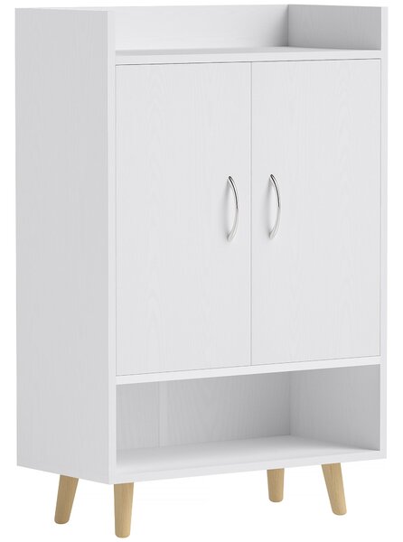 HOMCOM Botník s Úzkým Designem a 4 Přihrádkami pro 12 Párů Bot, Vstupní Prostor 60 x 30 x 92 cm, Bílý | Aosom