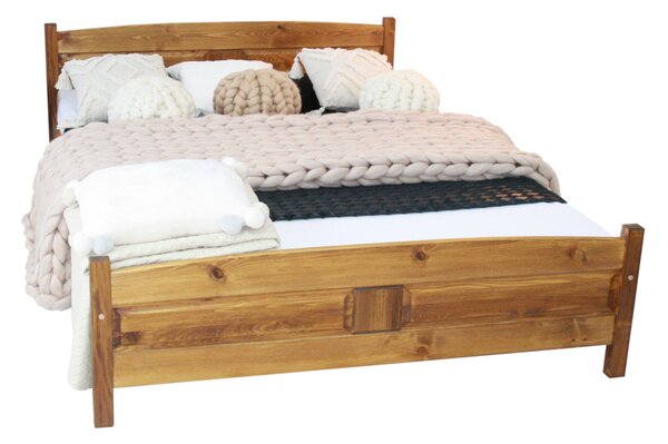 Vyvýšená postel ANGEL + pěnová matrace DE LUX 14 cm + rošt ZDARMA, 160 x 200 cm, dub-lak