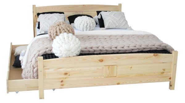 Vyvýšená postel JOANA + rošt ZDARMA, 160 x 200 cm, přírodní-lak