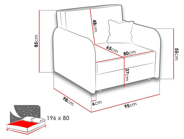 Rozkládací křeslo BELA LOFT 1 - šedé