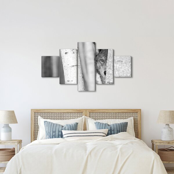 Obraz - Vlk v lese (125x70 cm)