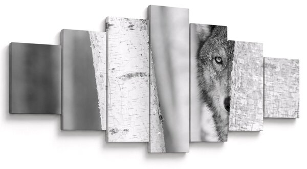 Obraz - Vlk v lese (210x100 cm)