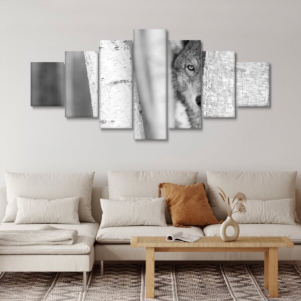 Obraz - Vlk v lese (210x100 cm)