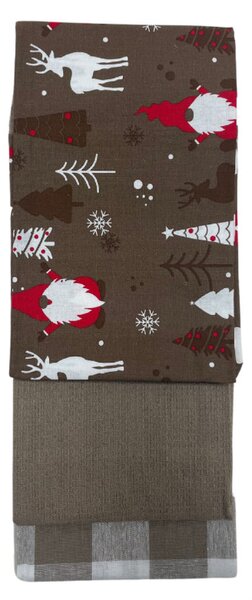 Utěrky na nádobí Vánoční Christmas hnědá 3ks 45x70cm TiaHome