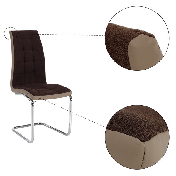 KONDELA Jídelní židle, hnědá látka / ekokůže béžová / chrom, SALOMA NEW