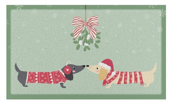 Rohožka s vánočním motivem z recyklovaného plastu 40x70 cm Christmas Sausage Dogs – Artsy Doormats
