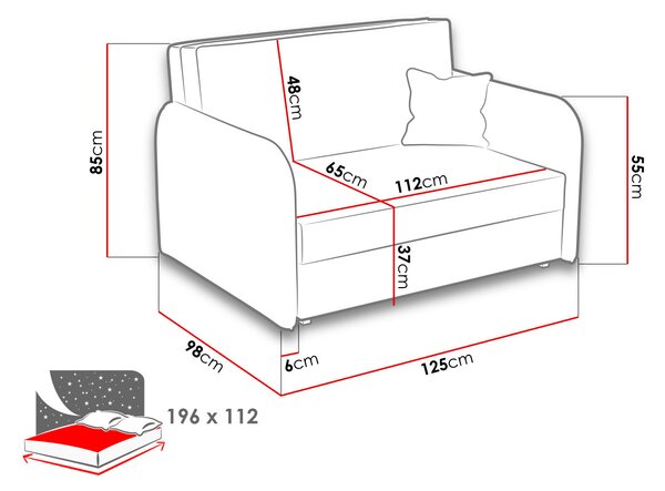 Dvoumístná rozkládací pohovka BELA LOFT 2 - růžová