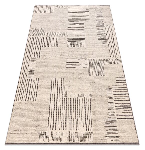 Makro Abra Kusový koberec vlněný ANGEL 1222 52023 Linie Proužky béžový šedý Rozměr: 80x150 cm