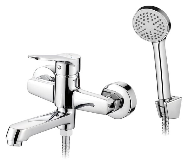 Kuchinox Atez, nástěnná vanová baterie s ruční sprchovou soupravou, chromová, LAV-BTK_011D