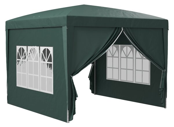 Pavilon Outsunny cca 3x3m, voděodolný stabilní zimní skládací pavilon, UV ochrana 50+, skládací párty stan s 4 bočními panely, taška pro zahradní pavi