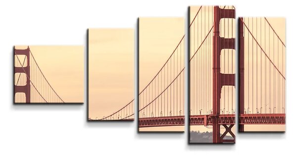 Sablio Obraz - 5-dílný Golden Gate 2 - 100x60 cm
