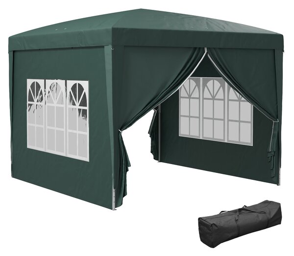 Pavilon Outsunny cca 3x3m, voděodolný stabilní zimní skládací pavilon, UV ochrana 50+, skládací párty stan s 4 bočními panely, taška pro zahradní pavi