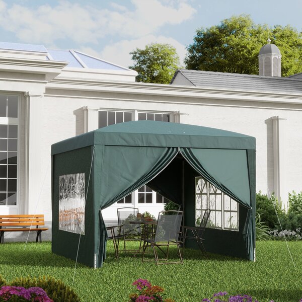 Pavilon Outsunny cca 3x3m, voděodolný stabilní zimní skládací pavilon, UV ochrana 50+, skládací párty stan s 4 bočními panely, taška pro zahradní pavi