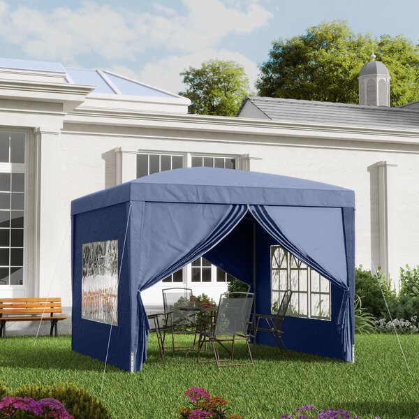 Pavilon Outsunny 3x3m, Voděodolný a Stabilní Zimní Stan s Rychlým Sestavením, UV Ochrana 50+, Skládací Párty Stan s 4 Bočními Stěnami pro Zahradu, Mod