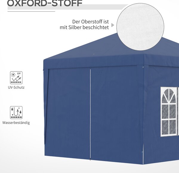 Pavilon Outsunny 3x3m, Voděodolný a Stabilní Zimní Stan s Rychlým Sestavením, UV Ochrana 50+, Skládací Párty Stan s 4 Bočními Stěnami pro Zahradu, Mod