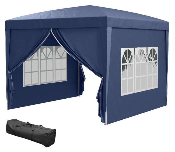 Pavilon Outsunny 3x3m, Voděodolný a Stabilní Zimní Stan s Rychlým Sestavením, UV Ochrana 50+, Skládací Párty Stan s 4 Bočními Stěnami pro Zahradu, Mod