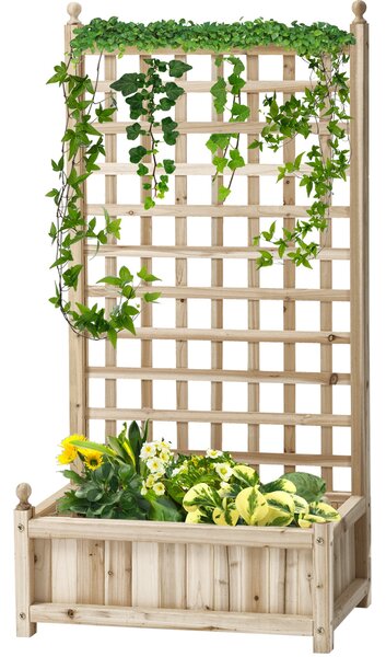 Vyvýšený zahradní truhlík Outsunny s treláží a obloukem pro popínavé rostliny, 64 x 28 x 120 cm | Aosom
