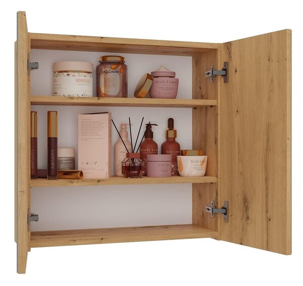 TP Living Závěsná koupelnová skříňka POLA 60 cm se zrcadlem dub artisan
