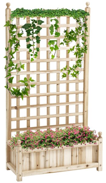 Vyvýšený zahradní truhlík Outsunny s treláží a obloukem pro popínavé rostliny, 64 x 28 x 120 cm | Aosom