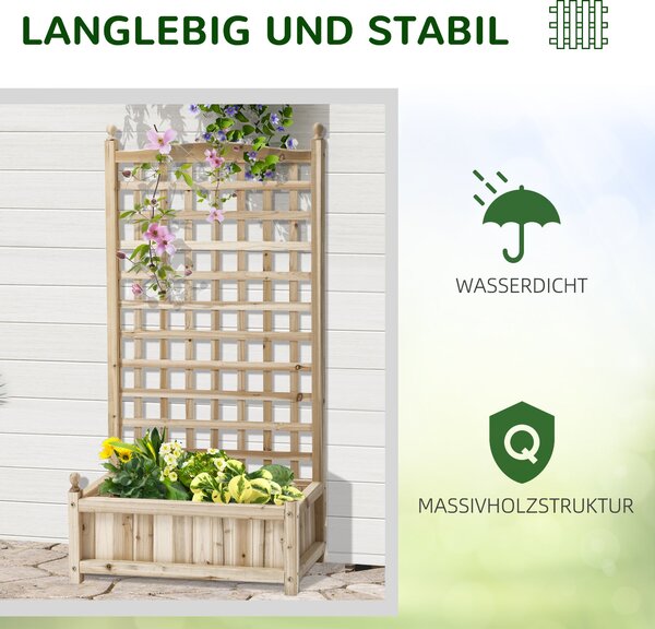 Vyvýšený zahradní truhlík Outsunny s treláží a obloukem pro popínavé rostliny, 64 x 28 x 120 cm | Aosom
