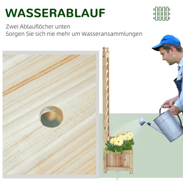Vyvýšený zahradní truhlík Outsunny s treláží a obloukem pro popínavé rostliny, 64 x 28 x 120 cm | Aosom