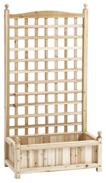 Vyvýšený zahradní truhlík Outsunny s treláží a obloukem pro popínavé rostliny, 64 x 28 x 120 cm | Aosom