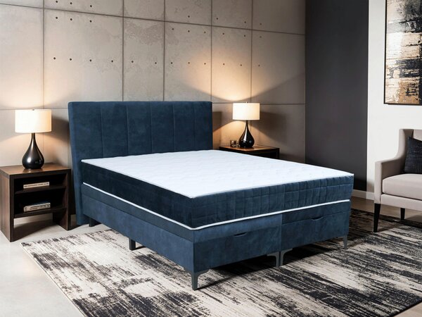 POSTEL BOXSPRING, modrá Hom`in - Postele s úložným prostorem