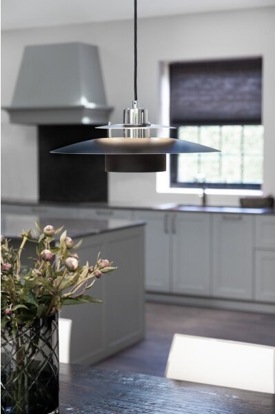 Halo Design 990259 - Lustr na lanku SORUP 1xE27/40W/230V pr. 40 cm černá/l.chrom