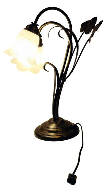 Light for home - Luxusní stolní lampa "Floristický design" - Kov s černým zlatým patinováním, 2x40W, E14, černá, zlatá, patina